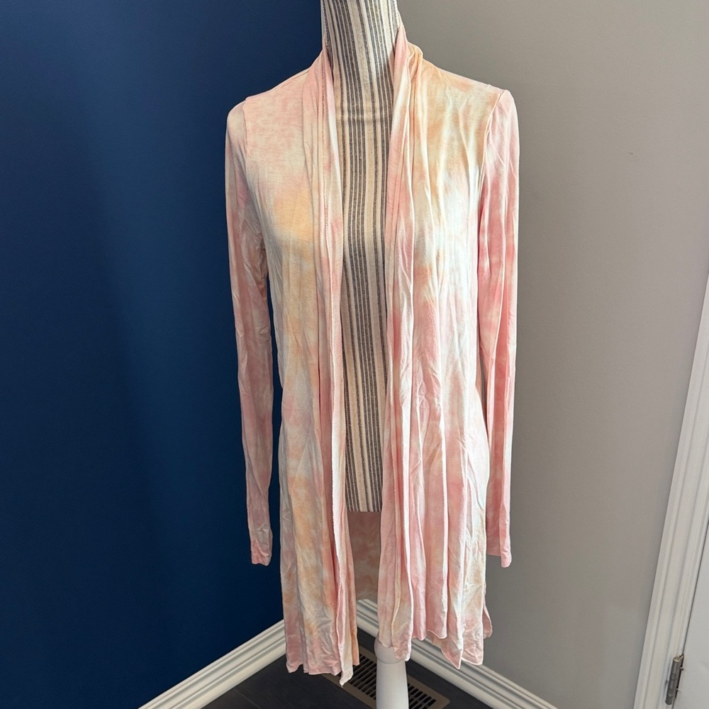Pink, Peach and Cream Open Front Cardigan